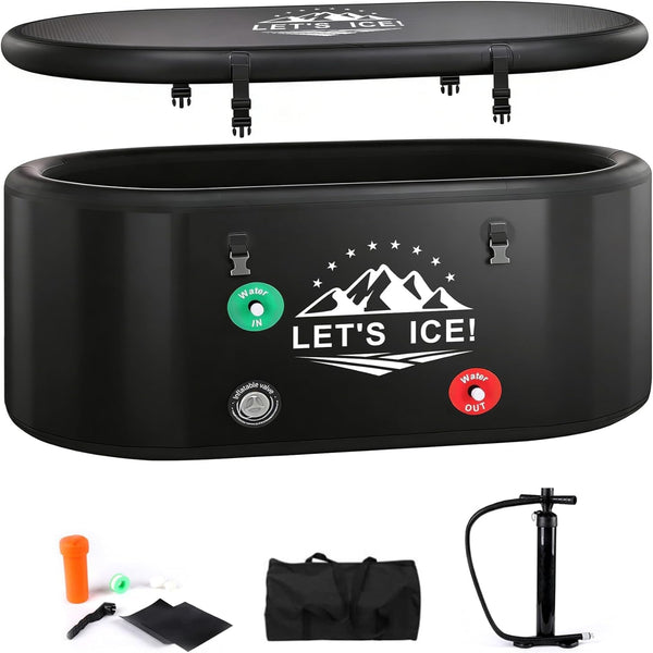 Inflatable Ice Bath Tub Built for Athletes, 206-Gallon Capacity, Chiller Compatible, Insulated Lid