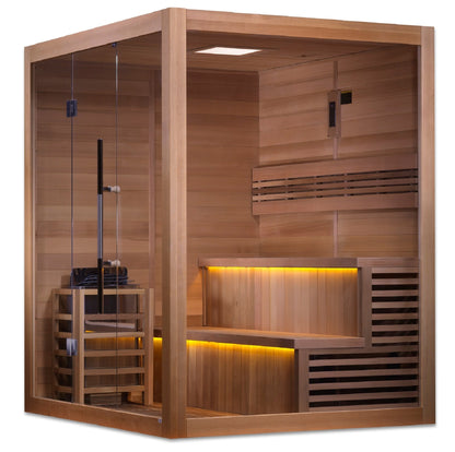 Golden Designs "Kuusamo Edition" 6-Person Indoor Traditional Sauna - Canadian Red Cedar Interior