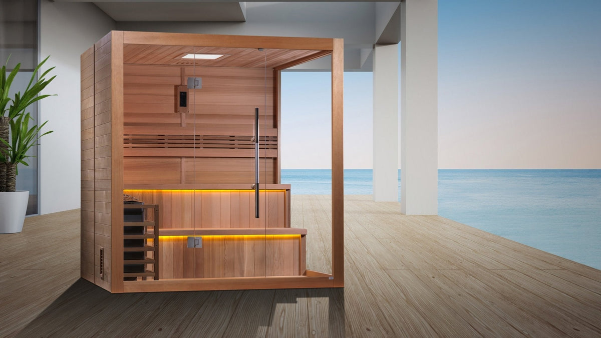 Golden Designs "Kuusamo Edition" 6-Person Indoor Traditional Sauna - Canadian Red Cedar Interior