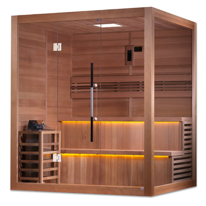 Golden Designs "Kuusamo Edition" 6-Person Indoor Traditional Sauna - Canadian Red Cedar Interior